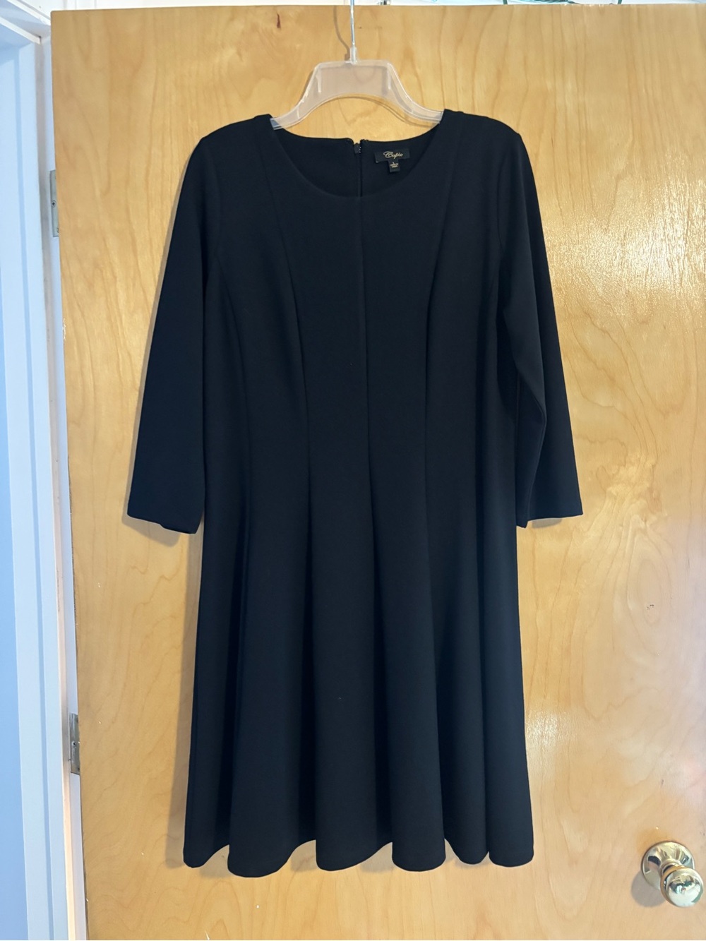 Cupio Black Midi Dress with Three-Quarter Sleeves